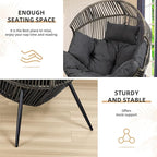 Vongrasig Outdoor Wicker Egg Chair PE Rattan Chair with Cushion, Oversized Patio Lounge Chair for Outdoor, Indoor, Balcony, Backyard, Garden, Black/Rattan
