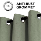 H.VERSAILTEX Linen Curtains 100% Blackout Curtains for Bedroom 45 inch Long Full Light Blocking Nature Linen Blended Window Curtains for Living Room Nickel Grommet (2 Panels, Heathered Dried Sage)