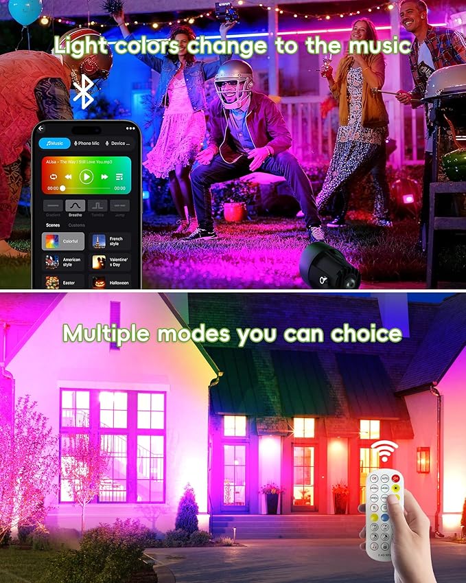 CORESLUX Smart RGBW Spot Lights Outdoor, Color Changing Warm White Landscape Lights with APP and Remote Control, Spotlight Waterproof for Garden Yard Patio Landscape, 1 Pack