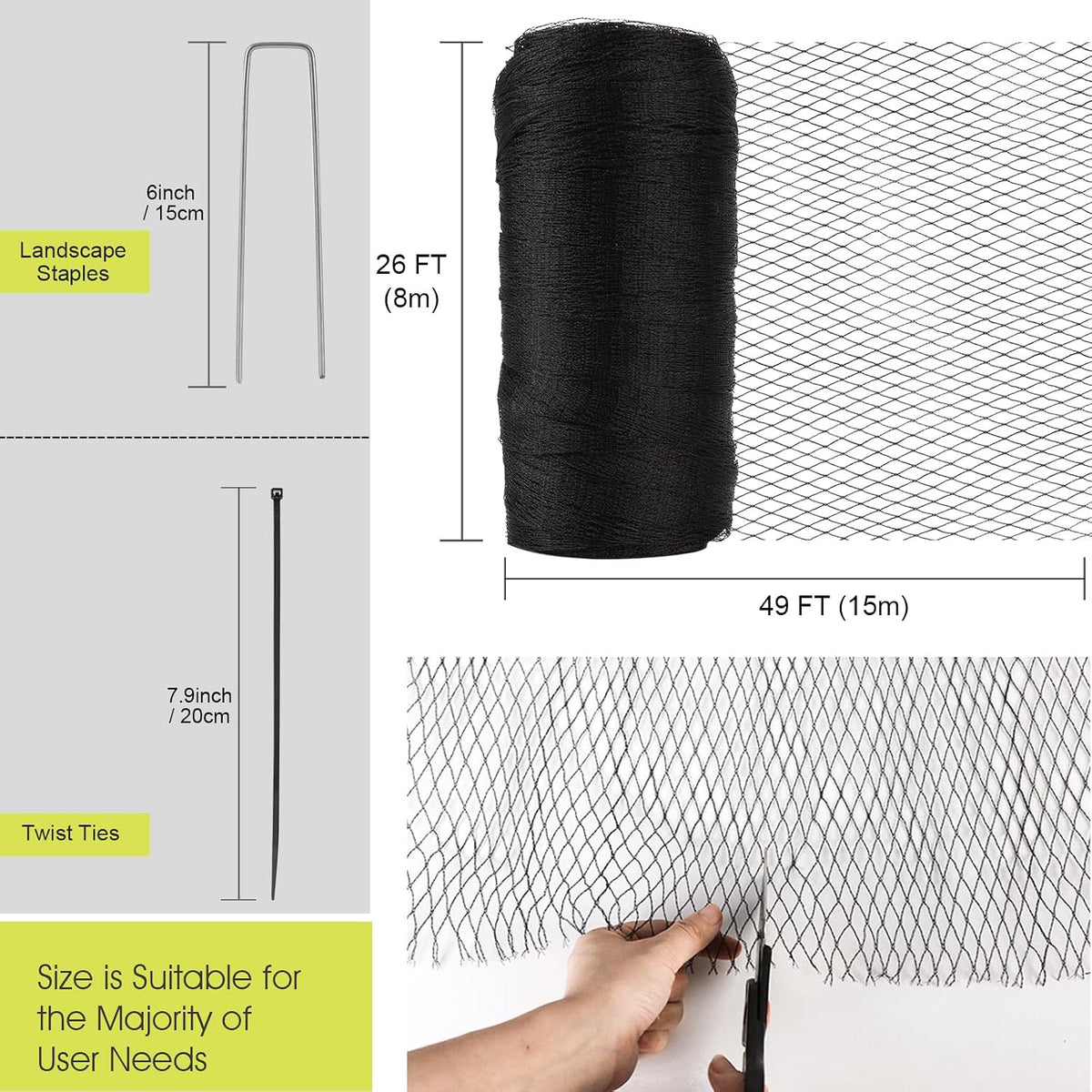 bird netting for garden protection, anti bird mesh, side view