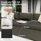 Aoxun Patio Furniture Set, 11 Piece Outdoor Sectional Sofas with Waterproof Cover, 10 Seats Wicker Rattan Outdoor Furniture Patio Conversation Set for Backyard, Garden Black