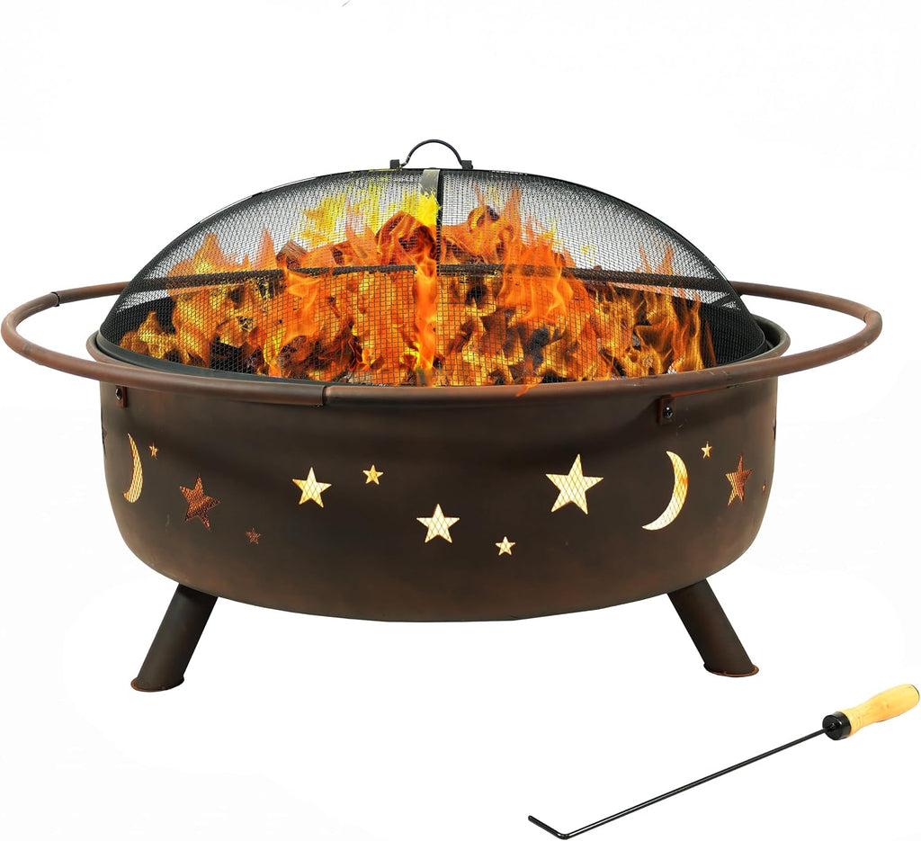 sunnydaze cosmic 42" large fire pit for outside, main product view