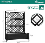 YITAHOME 3.6x1.5x5 FT Planter Box Trellis with Wheels, Large Outdoor Plastic Raised Garden Bed with Drain Plug for Climbing Plants, Black