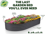 Plant & Plot Galvanized Raised Garden Beds Outdoor // 8×4×1 ft Planter Raised Beds for Gardening, Vegetables, Flowers // Large Metal Garden Box // Patented Tool-Free Design (Gray)
