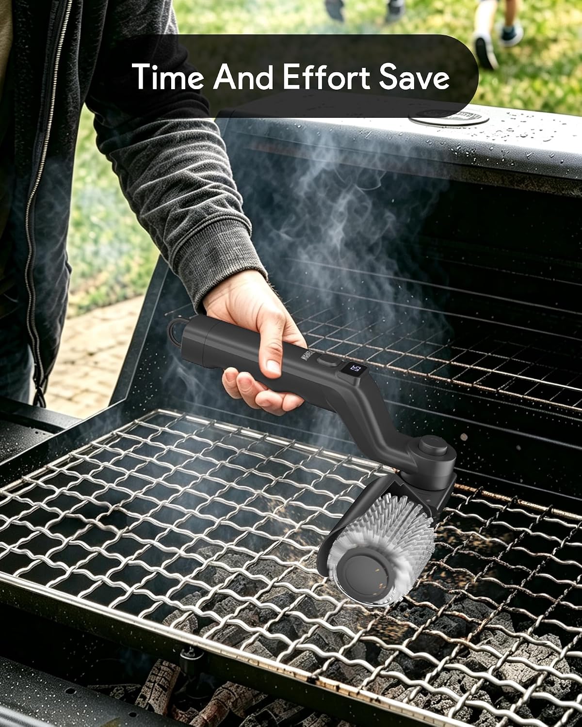 Upgraded Cordless Spinning Electric Grill Brush | 4000mA Battery, 500 RPM, 4 Speed, 180° Adjustable, Fits All Grill Grates, Cleaning And Polishing, Outdoor BBQ Grill Cleaning