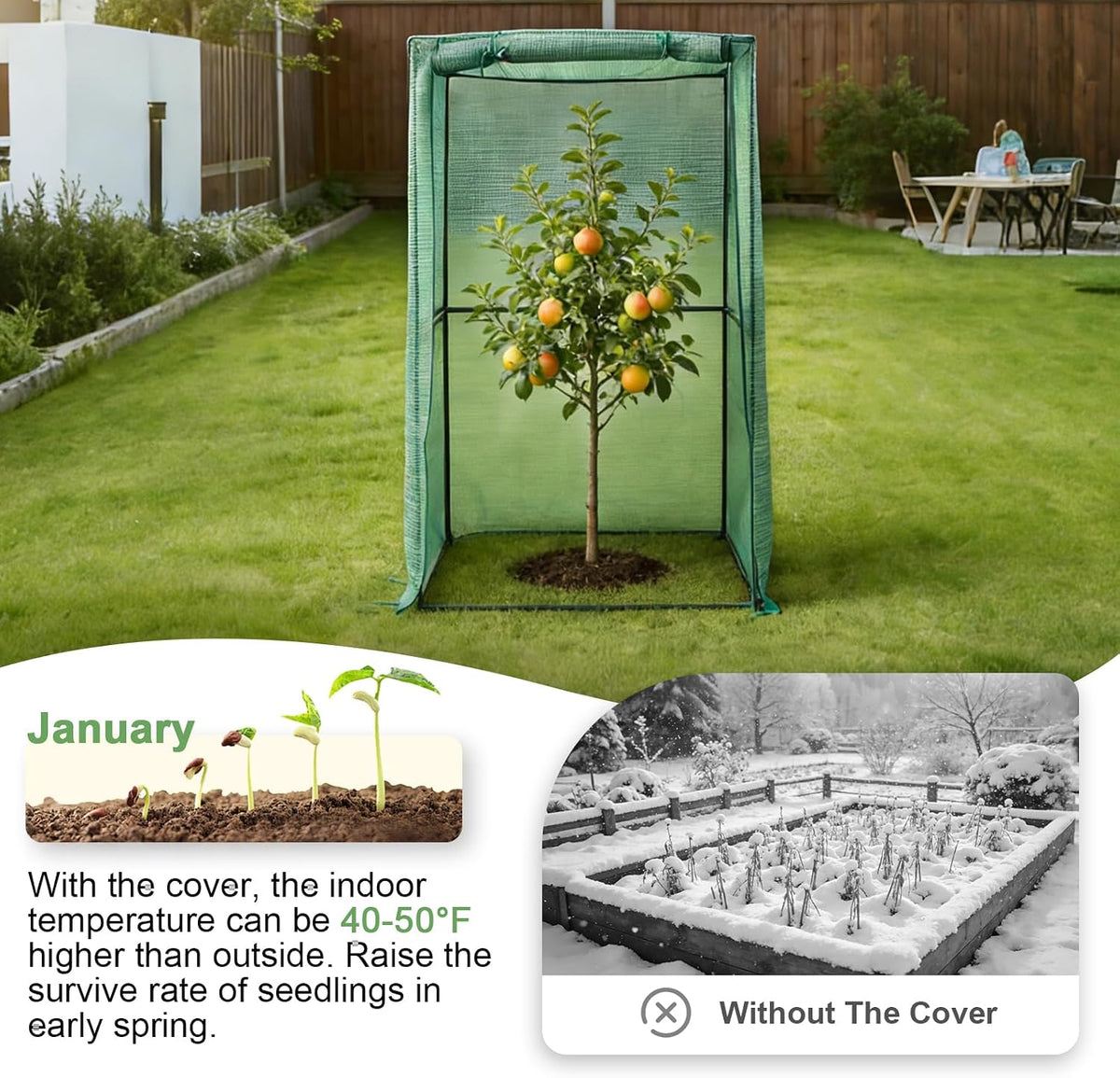 4x4ft plant netting cover – 6ft tall garden shown in use