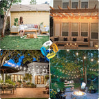 Mlambert 96Ft(2x48ft) 3-Color in 1 48Ft LED Dimmable Outdoor String Lights with Remote, Plug-in 2700K/4000K/5000K Waterproof Lights for Patio Cafe