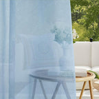 RYB HOME Outdoor Sheer Curtains - Waterproof Linen Like Semitransparent Drapes Glare Control UV Protection for Outside Living Space, Patio, Lanai, W 54" x L 84", 2Pcs, Navy Blue