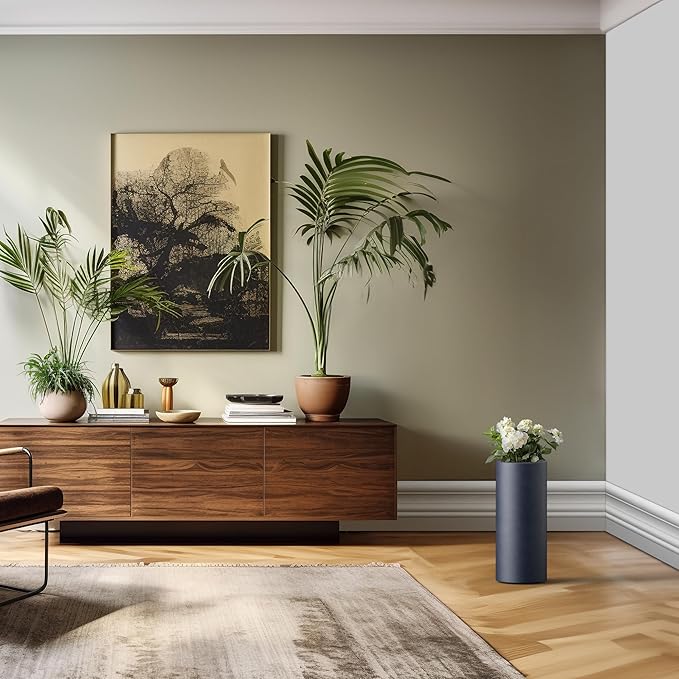 Kante 18.9 Inch Tall Cylindrical Planter, Large Round Plant Pots with Drainage Hole, Made with Concrete, Suitable for Indoor Outdoor Plants, Home Decor, Charcoal
