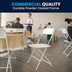 Flash Furniture Hercules Set of 10 Indoor/Outdoor Heavy-Duty Plastic Folding Chairs, Foldable Commercial Stacking Chairs with 650-lb. Static Weight Capacity, White