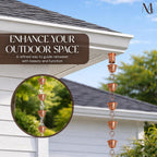 monarch rain chains pure copper hammered cup rain shown in use