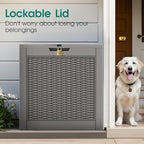 Outdoor Storage Box, Resin Deck Boxes Indoor and outdoor, Waterproof Storage Box Lockable Lid (Grey, 35 Gallon-2 Pack)