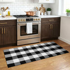 KOZYFLY Buffalo Plaid Rugs 2x4.3 Ft Black and White Rug Front Door Mat | Washable Front Door Rug, Woven Cotton Indoor Outdoor Rug, Front Porch Kitchen Entryway Patio Farmhouse Checkered Doormat