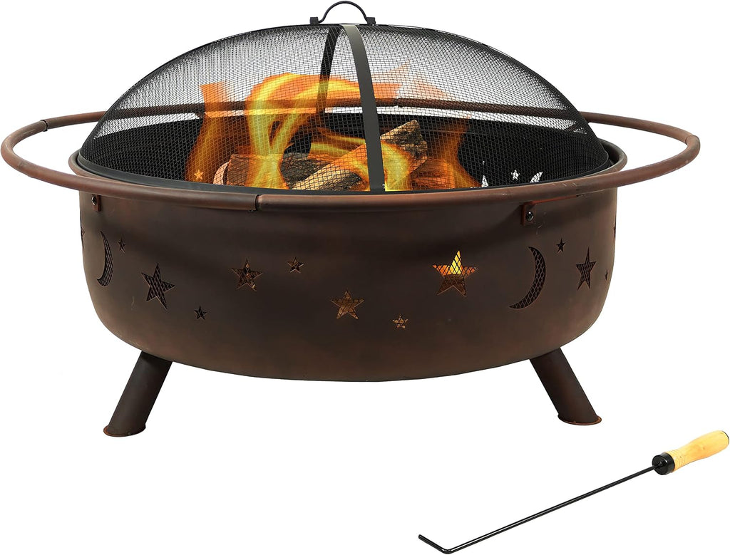 sunnydaze cosmic 42" large fire pit for outside, view 10