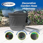 Suncast Lattice Hose Pot for Outdoor Garden Storage, Peppercorn - Holds 300 ft Expandable or 50 ft Standard 5/8" Vinyl Hoses, Resin Hideaway Organizer with Drainage and Water Supply Port