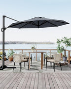 GarveeLife 10 ft Patio Umbrella Outdoor Large Cantilever Umbrella Market Sun Shade Windproof Offset Umbrella with 360-Degree Rotation for Garden Deck Pool Patio, Grey