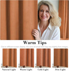 H.VERSAILTEX Linen Blackout Curtains Durable Thick Textured Linen Look 100% Blackout Patio Door Curtain Anti Rust Grommet Extra Wide Sliding Door Curtain Panel, Orange, W100 x L108 inch