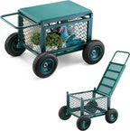 vevor rolling garden cart with seat, metal rolling, main product view