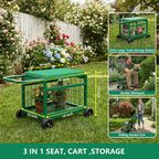 garden seat with wheels rolling garden stool heavy, close-up detail