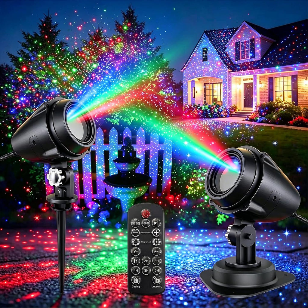 Laser Christmas Projector Lights Outdoor, Aluminum Alloy 3-Color Star Projector, Waterproof with Remote & Timer for Holiday Party, Yard Patio Xmas Decor (RGB)