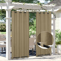 Easy-Going Linen Look Outdoor Curtains Waterproof Windproof Porch Curtains, Soft Thicken Outdoor Privacy Curtains for Patio, Gazebo, Grommet Top and Tab Bottom Drape, 1 Panel, 54x84 inch, Khaki