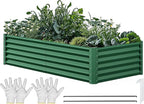 YITAHOME 6x3x1.5ft Large Raised Garden Bed Kit, Galvanized Metal Planter Box with Gloves, Green