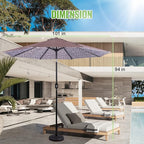 Backyard Expressions 9 ft. Patio Umbrella, Market Table Umbrella w/Tilt and Crank, 8 Ribs