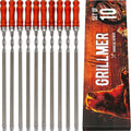 Premium BBQ Skewers with Wooden Handles 22" Shish Kabob Skewers Stainless Steel Long & Reusable Kabob Sticks Barbecue Skewers for Grilling Set of 10 Piece