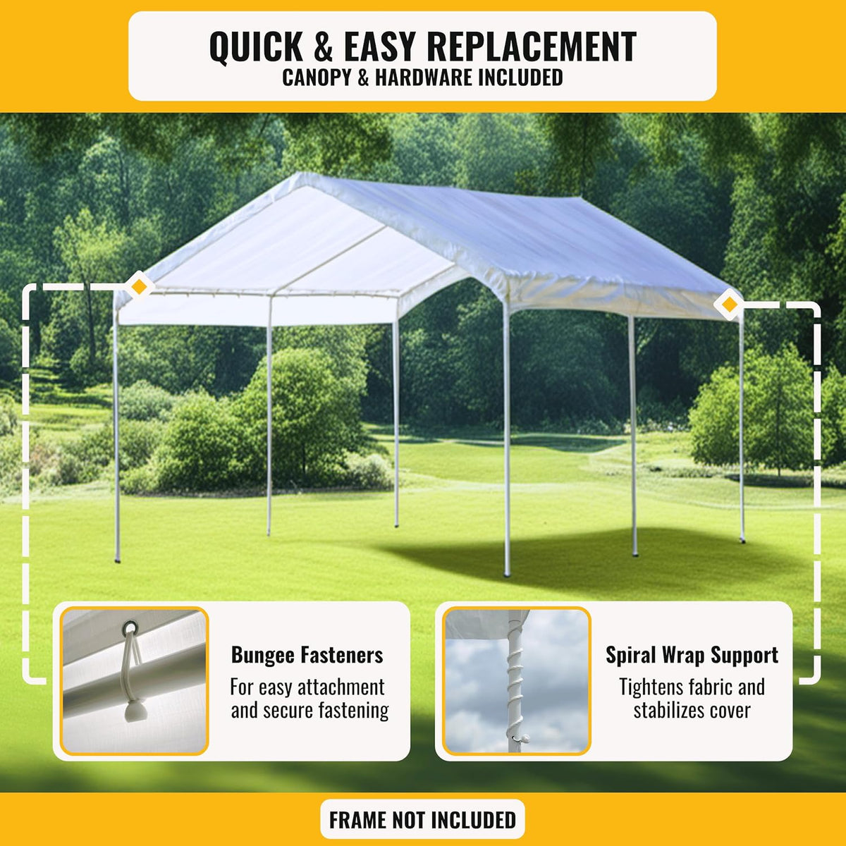 10x20 ft carport replacement canopy cover - heavy-duty, side view