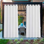 NICETOWN Canvas Outdoor Curtains for Patio Waterproof Extra Wide, Rustproof Grommet Indoor Outdoor Porch Curtains & Drapes for Gazebo/Cottage, W72 x L84 Inch, Lily White, 2 Panels