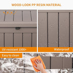 EasyUp 50 Gallon Deck Box Outdoor Storage Box for Patio Furniture,Outdoor Cushions,Garden Tools and Pool Supplies,Waterproof,Resin（Gray）