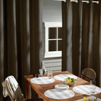 TOWN & COUNTRY BASICS Cabana Solid Heavyweight Indoor Outdoor Curtains, Light Filtering Opacity with Grommet Top, Water Repellent, 2-Pack Set, 54"x108", Chocolate