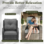 LayinSun Oversized Wicker Outdoor Swivel Glider Recliner with Adjustable Backrest & Footrest, Patio Reclining Lounge Chair - Set of 2