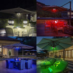 BIGMONAT Patio Umbrella Light Battery Operated, Outdoor Table Umbrella Lights with Remote and Timer, Color Changing Pole Light, Wireless Tent Lights for Camping, Brightness Dimmable, 250 Lumens