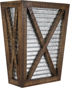 Autumn Alley Large Rustic Farmhouse Wall Planter Set of 2, Farmhouse Decor Wall Hangings for Hanging Planter Indoor, Galvanized Wall Planter, Corrugated Metal, Wooden, Brown - Flowers Not Included