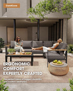 Aluminum Outdoor Patio Furniture Set 11 Seats, Outdoor Sectional Corner Sofa Set, Patio Conversation Sets with Washable Thick Cushions & Coffee Table for Porch, Yard, Garden, Deck, Graphite