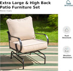 MFSTUDIO 7 Seats Large Metal Patio Conversation Sets, 6 Pieces Outdoor Patio Furniture Sofa with 4 Motion Chairs, 1 Sofa(3-seat) and Table for Outside Balcony Backyard Poolside