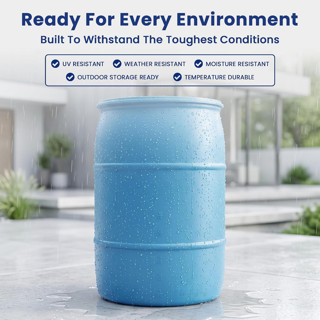 55-Gallon Water Storage Barrel, BPA Free, Emergency Water Supply - Eco Friendly - Made in USA (Blue)