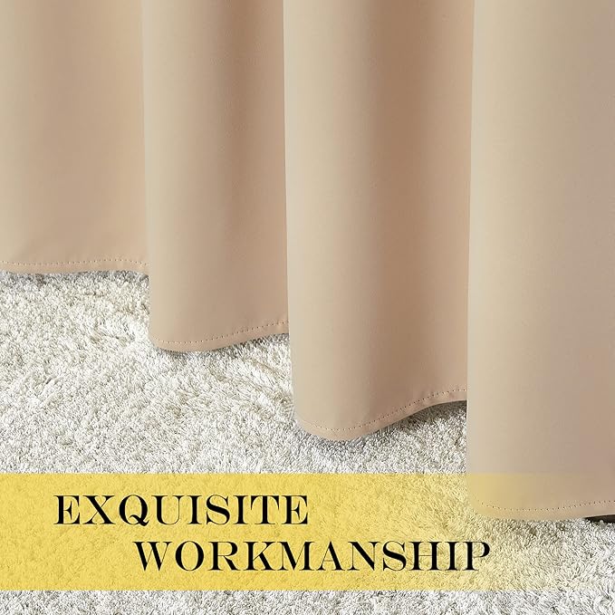 NICETOWN Blackout Curtains for Windows 84 inch Long - Window Treatment Thermal Insulated Solid Grommet Room Darkening Drapes for Bedroom/Living Room (Biscotti Beige, 1 Panel, W66 x L84)