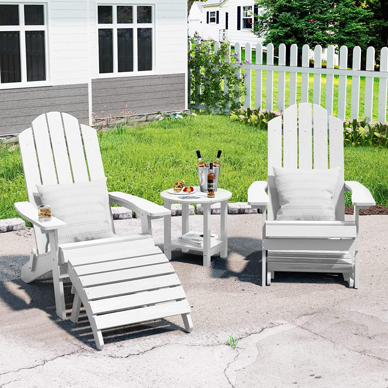 MXIMU Folding Adirondack Ottoman, Set of 2 for Adirondack Chair | HIPS 350 lbs Capacity, Easy Assembly, All Weather, Low Maintenance, Comfortable Leg Support, Ideal for Garden, Backyard, Pool