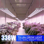Barrina TX-L84 4FT LED Grow Light, 336W (4 x 84W), 4 Panels Wider Coverage | Pinkish White Full Spectrum, Linkable to 4, High PPFD, Hanging Plant Stand with Grow Light for Indoor Seedling, Timer, 4 Pack
