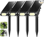 EZVALO Solar Spot Lights Outdoor IP67 Waterproof, Adjustable Solar Landscape Lights, 3 Lighting Modes Solar Spotlights for Outside Yard Garden Plant Trees Pathway Flag (Warm White-4Pack)
