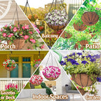 ZeeDix 3 Pack 16 Inch Large Hanging Baskets for Plants Outdoor with Coconut Liners Replacement, Hanging planters Baskets with Natural Coco Liner for Outdoor Indoor Planters Flowers Vegetables