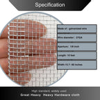 1/8 inch Galvanized Hardware Cloth Wire Mesh Screen Roll (24in x 20ft)