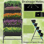 Homdox 2 Pack Vertical Garden Bed, 5 Tiers Vertical Raised Garden Planter, 23 * 26 * 45Inch Outdoor Garden Raised Bed with 4 Hooks, Vegetable Flower Planter Raised Stand for Garden Patio Yard, Black