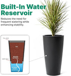 Step2 Tremont Tall Round Tapered Planter, 28" Tall, Indoor/Outdoor Plants, Efficient Drainage, Durable Resin, Onyx Black