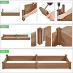 Yaheetech 8x2ft Wooden Horticulture Raised Garden Bed Divisible Elevated Planting Planter Box for Flowers/Vegetables in Backyard/Patio Outdoor, Dark Brown, 95 x 25 x 11in