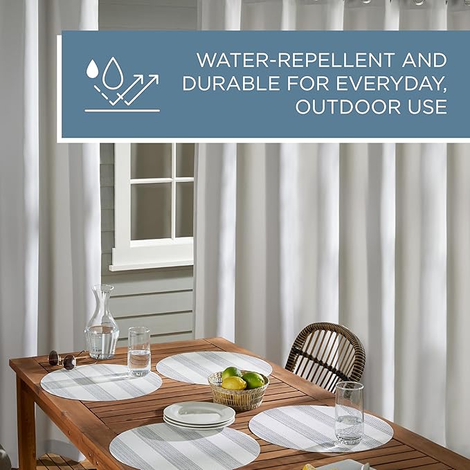 TOWN & COUNTRY BASICS Heavyweight Grommet Curtain, Cloud Grey | Light Filtering | Indoor Outdoor | Water Repellent | 54"x84", Pack of 12