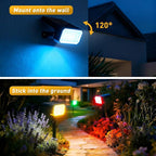 Solar Color Changing Spot Lights Outdoor Waterproof IP65, [4 Pack/32 LED/7 Modes] 2-in-1 Landscape Spotlights, Auto On/Off High Lumens Solar Spot Lights for Outside Yard Garden Pathway Walkway