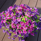 Artificial Flowers for Outdoors, UV Resistant Fake Silk Morning Glory, Realistic Faux Plants for Outside Porch Patio Window Box Hanging Planter (16, Purple Fuchsia)